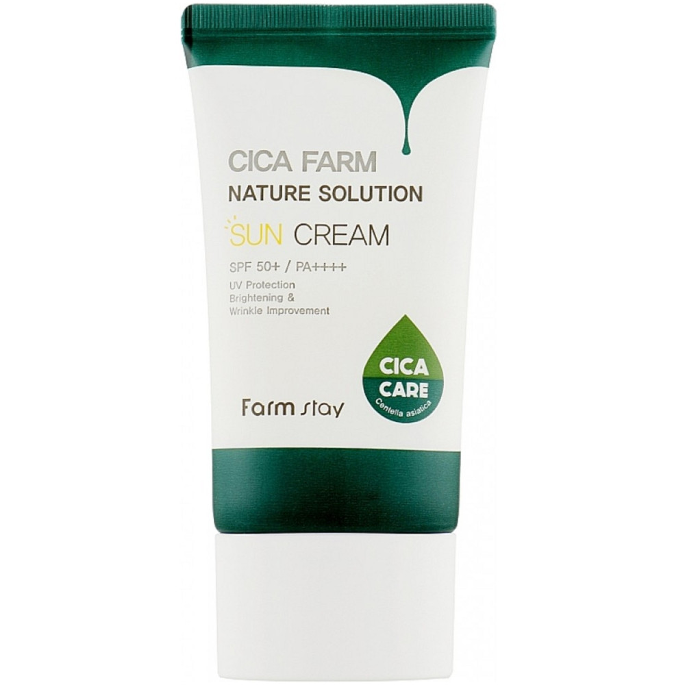 Сонцезахисний крем для обличчя з центелою Farmstay Cica Farm Nature Solution Sun Cream SPF50+ PA++++ 50 мл, фото 1