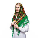 Українська хустка з китицями Зелена	90х90см, фото 3