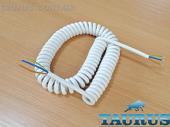 Кабель спіральний білий ThermoPulse White 0.5m, із заземленням/розтягнення до 3 м. Медь 3х0.75; до 2000W
