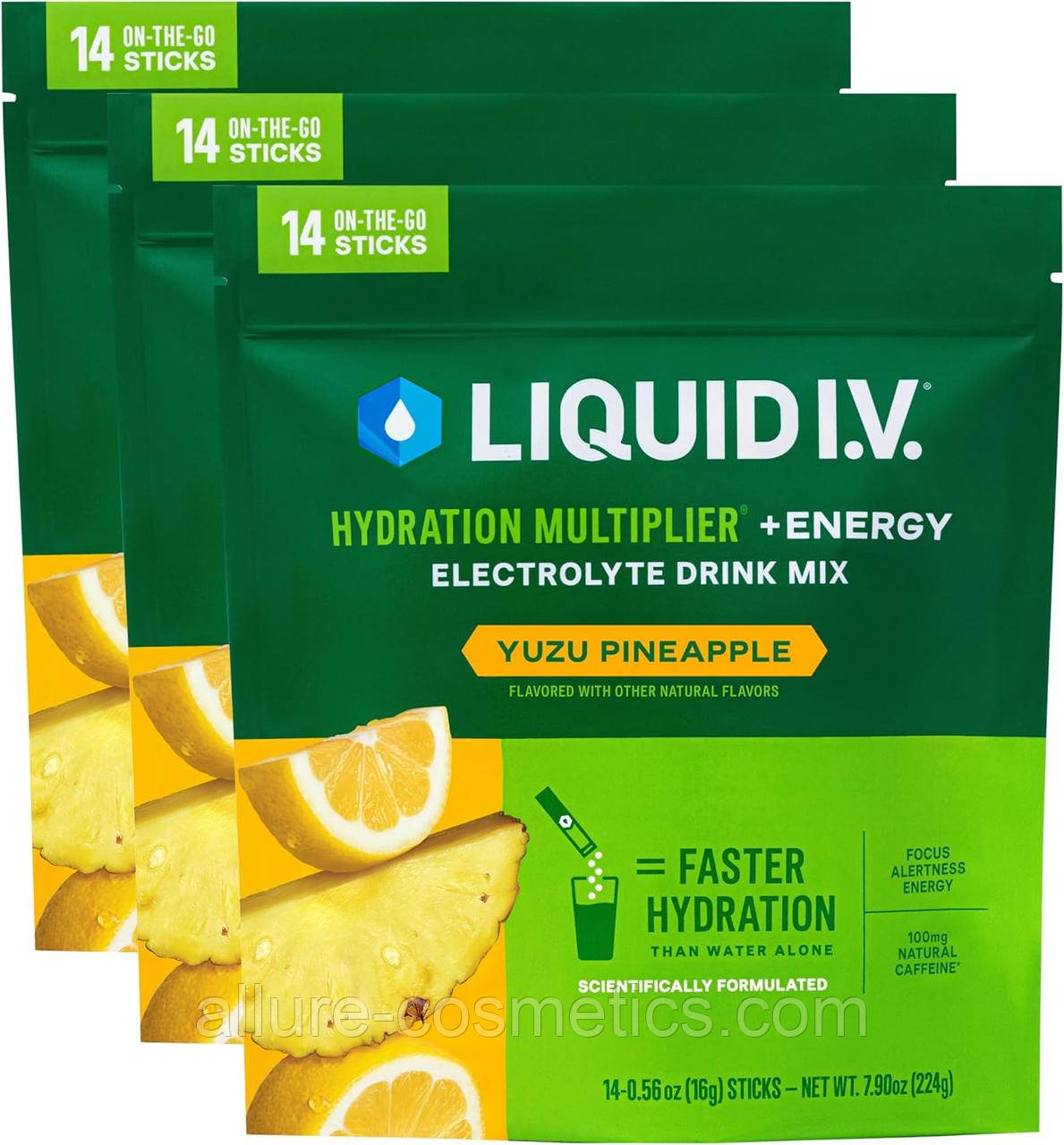 Суміш для енергетичних напоїв Liquid I.V. Hydration — Yuzu Pineapple Electrolyte Powder Drink Mix 14 шт.
