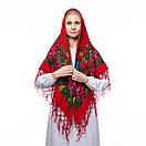Українська хустка з тороками Павун 120х120см Червона, фото 2