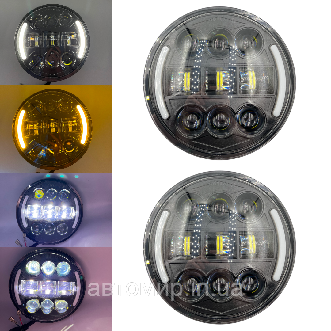 Оптика Фари Ваз 2106 60 ватів Універсальні світлодіодні фари Led 5.75 дюймів ДХО Ангельські очі (ЛЮКС) 2ШТ