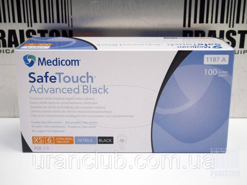 Рукавички нітрилові medicom SafeTouch 100 шт./уп.чорні медиком для салонів краси,тату,медичні