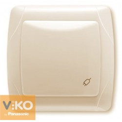 Розетка з ЗК, шторками і кришкою Крем Viko Carmen, 90562012