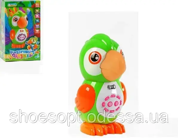Інтерактивна іграшка Папуга, світло, запис голосу, казки, пісні, загадки, фото 1