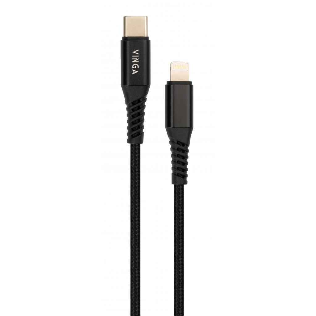 Дата кабель USB-C to Lightning 1.0m 3A 18W nylon braided black