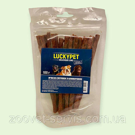 Ласощі натуральні для собак Смужки яловичі Lucky Pet 100 г, фото 1