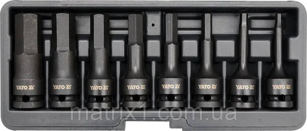 Набір ударних головок HEX M6-M19. 6-гр. квадрат 1/2". 8 Од. YATO YT-1066