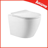 Унітаз підвісне сидіння мікроліфт 52 см безобідковий овальний