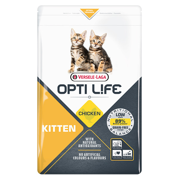 Сухий беззерновий суперпреміум корм для кошенят Opti Life Kitten Опті Лайф Кіттен з куркою 1кг (413081), фото 1