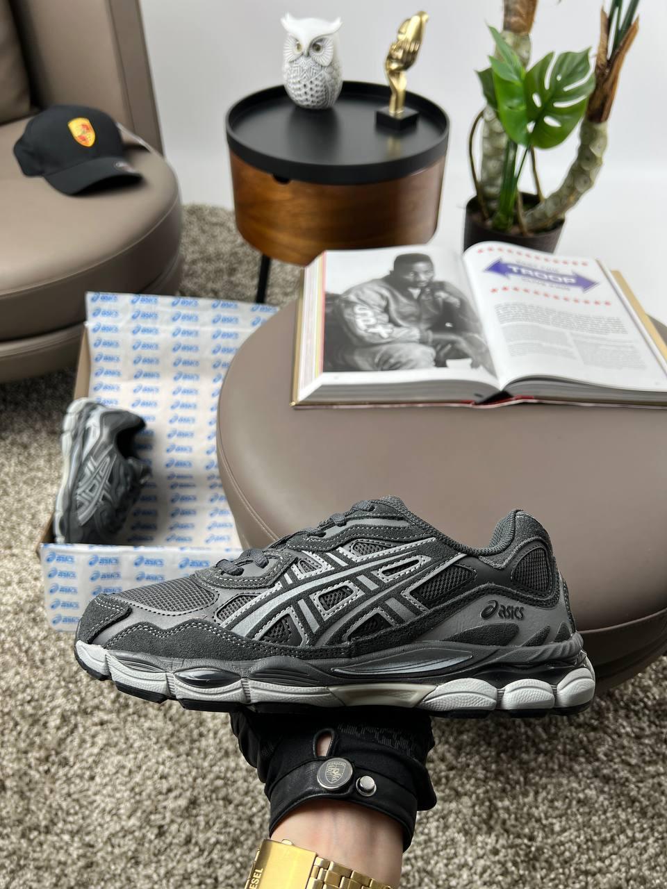 Чоловічі кросівки ASICS Gel-NYC Grey, чоловічі кеди Асикс текстиль шкіра замша сірі. Чоловіче взуття