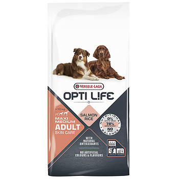 Корм для собак середніх великих порід Opti Life Опті Лайф Adult Skin Care Medium&Maxi з лососем 12.5кг(311479)