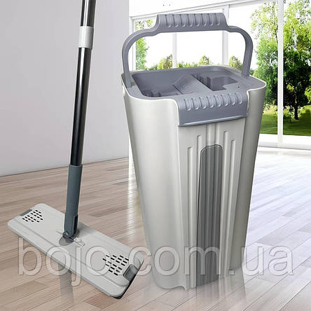 Механічна швабра-ледарка з відром та автоматичним віджимом Scratch housework 10 л Біло-сірий (НА-371), фото 1