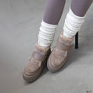 Жіночі зимові бежеві черевики з хутром тедді, фото 3