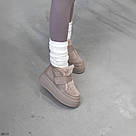 Жіночі зимові бежеві черевики з хутром тедді, фото 5