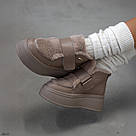 Жіночі зимові бежеві черевики з хутром тедді, фото 7