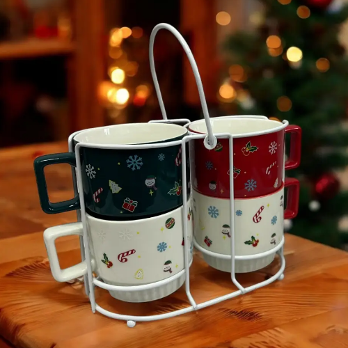 Набір чашок NY X-MAS 4шт 350мл LED, фото 1