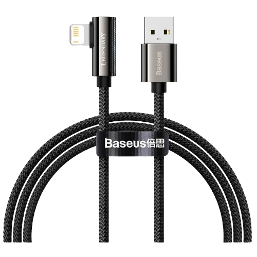Кабель USB Lightning BASEUS CALCS-01 Legend Elbow 2,4A 1м чорний, фото 1