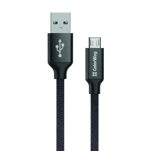 Кабель USB MicroUSB ColorWay CW-CBUM002-BK 2,1А 1м чорний, фото 1