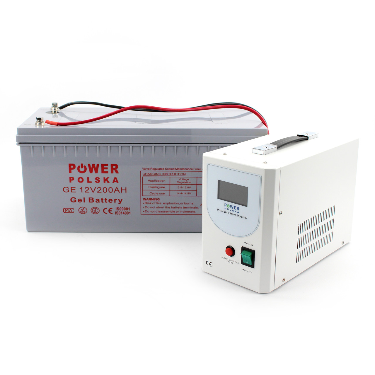 Комплект резервного живлення Power Polska ДБЖ 12V НВ1012 800Вт + гелева батарея GE 12V,200AH