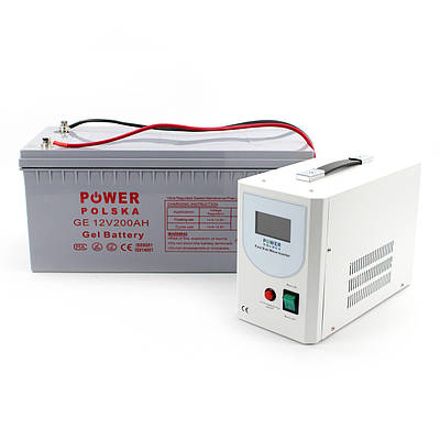 Комплект резервного живлення Power Polska ДБЖ 12V НВ0812 640Вт + гелева батарея GE 12V,200AH