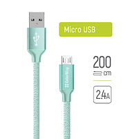 Кабель USB MicroUSB ColorWay CW-CBUM009-MT 2,4A 2м м'ятний, фото 2