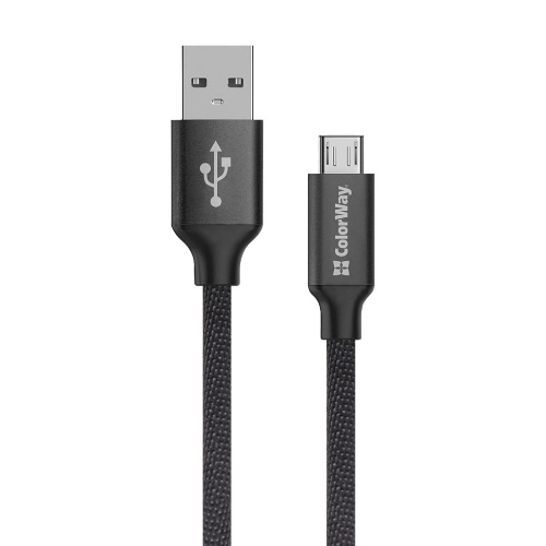Кабель USB MicroUSB ColorWay CW-CBUM009-BK 2,4A 2м чорний, фото 1