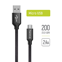 Кабель USB MicroUSB ColorWay CW-CBUM009-BK 2,4A 2м чорний, фото 2