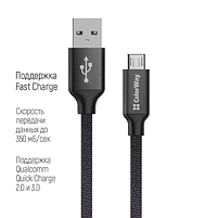 Кабель USB MicroUSB ColorWay CW-CBUM009-BK 2,4A 2м чорний, фото 5
