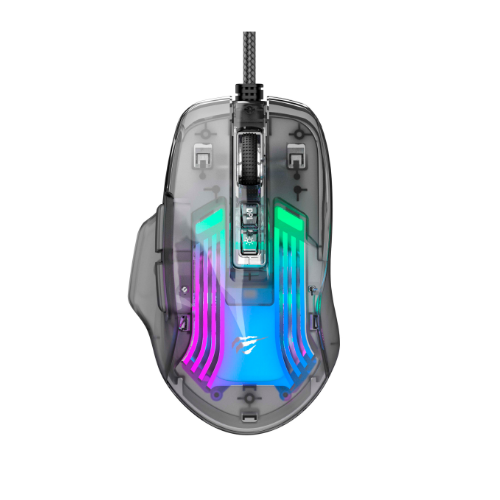 Мишка ігрова з програмованими клавішами Havit HV-MS1011SE прозорий/чорний, фото 1