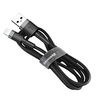 Кабель USB Lightning BASEUS CALKLF-BG1 Cafule 2,4A 1м сірий/чорний, фото 2