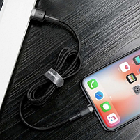 Кабель USB Lightning BASEUS CALKLF-BG1 Cafule 2,4A 1м сірий/чорний, фото 7