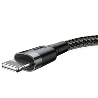 Кабель USB Lightning BASEUS CALKLF-BG1 Cafule 2,4A 1м сірий/чорний, фото 3