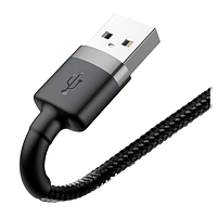 Кабель USB Lightning BASEUS CALKLF-BG1 Cafule 2,4A 1м сірий/чорний, фото 4