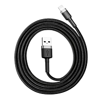 Кабель USB Lightning BASEUS CALKLF-BG1 Cafule 2,4A 1м сірий/чорний, фото 5