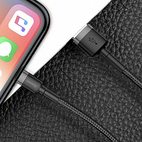 Кабель USB Lightning BASEUS CALKLF-BG1 Cafule 2,4A 1м сірий/чорний, фото 6