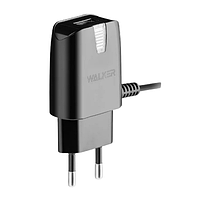Зарядний пристрій мережевий USB + кабель Type-C 2,0A чорний WALKER WH-24, фото 2
