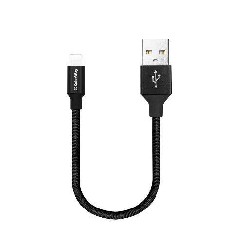 Кабель USB Lightning ColorWay CW-CBUL048-BK 2,4A 0,25м чорний, фото 1