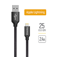 Кабель USB Lightning ColorWay CW-CBUL048-BK 2,4A 0,25м чорний, фото 2