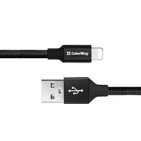 Кабель USB Lightning ColorWay CW-CBUL048-BK 2,4A 0,25м чорний, фото 5