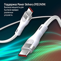 Кабель USB PD Type-C/Type-C ColorWay CW-CBPDCC065-WT 5,0А 240W 1м білий, фото 10