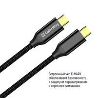 Кабель USB PD Type-C/Type-C ColorWay CW-CBPDCC062-BK Gen2 5,0А 100W 1м чорний, фото 2