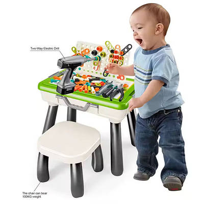 Дитячий ігровий столик 3D Мозаїка колаж Валіза інструментів 112 предметів Стільчик Деталі для об'ємних фігур