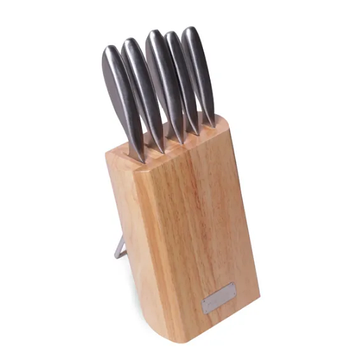 Набір ножів 5 предметів на підставці дерево/метал нержавіюча сталь порожнисті ручки 5133 KAMILLE