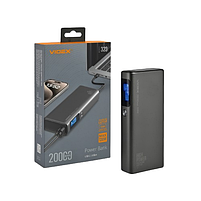 Павербанк 20000 mAh Videx VPB-323 100W PD LED дисплей чорний, фото 6