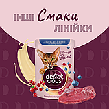 Корм вологий Delickcious для дорослих котів Пластівці з кроликом та тропічними фруктами у вершковому соусі 80 г, фото 3