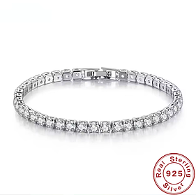 Срібний браслет DIAMOND 925 проба жіночий блискучий браслетик 18 см