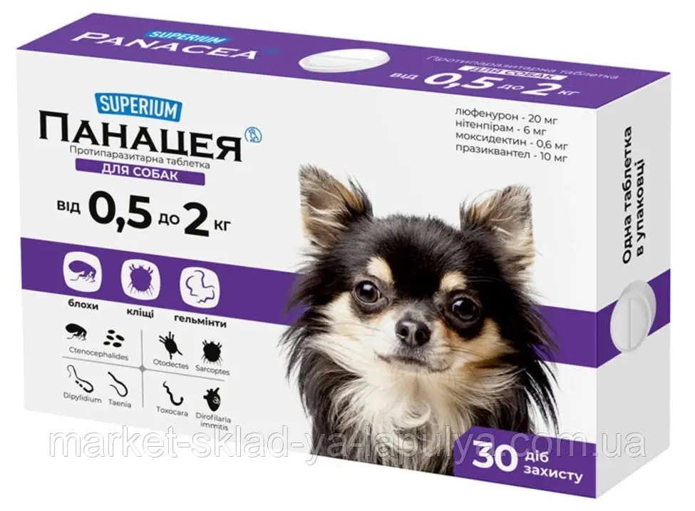 Суперіум Панацея для собак 0.5-2 кг протипаразитний, фото 1