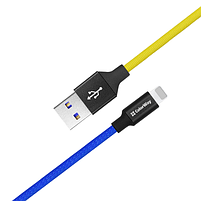 Кабель USB Lightning ColorWay CW-CBUL052-BLY 2,4A 1м синій/жовтий, фото 2