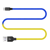 Кабель USB MicroUSB ColorWay CW-CBUM052-BLY 2,4A 1м синій/жовтий, фото 5